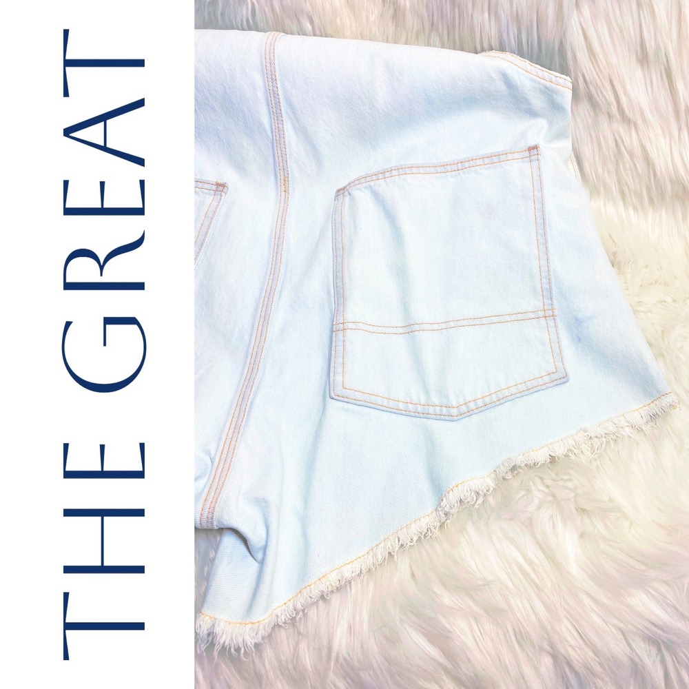 THE GREAT NWT The Cut Off Overall Light Wash Denim Short Overalls Raw Hem Size 2 - Picture 12 of 15